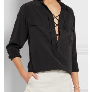 Equipment Femme silk small lace up top